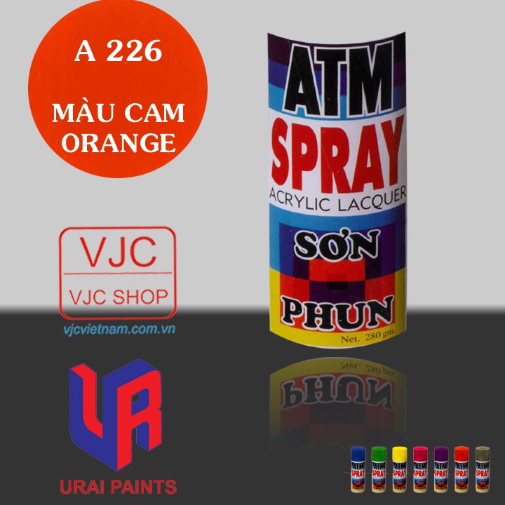 Chai sơn xịt sơn xe máy cao cấp ATM màu cam A226 dung tích 400 ml