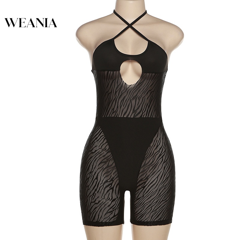 Áo Liền Quần Hở Lưng Họa Tiết Kẻ Sọc Phong Cách Đường Phố Quyến Rũ Cho Nữ