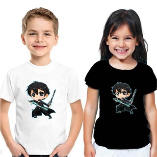 Áo thun trẻ em vải cotton dành cho bé gái/trai 12-38kg hoạt hình Chibi anime mã 2020B013