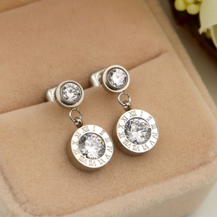 Bông Tai Hình Tròn Tòn Ten Titan Cao Cấp TT 1555