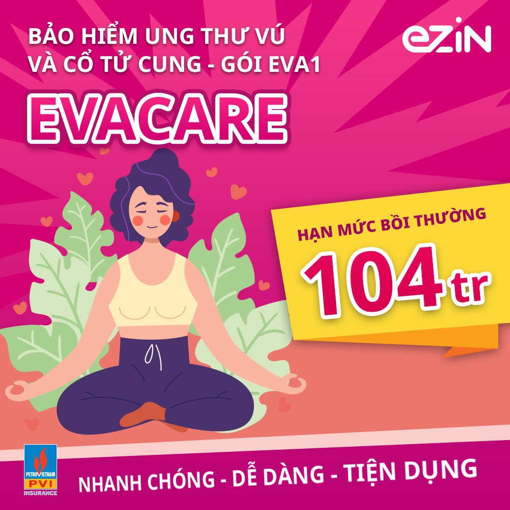Mã thẻ bảo hiểm PVI- EZIN EVA CARE 30 đến 40 tuổi