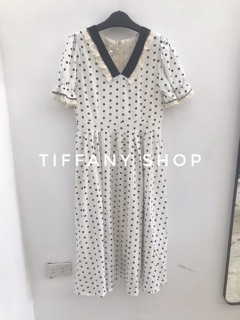 [Sale ]Đầm dự tiệc chấm bi đen, trắng s-l