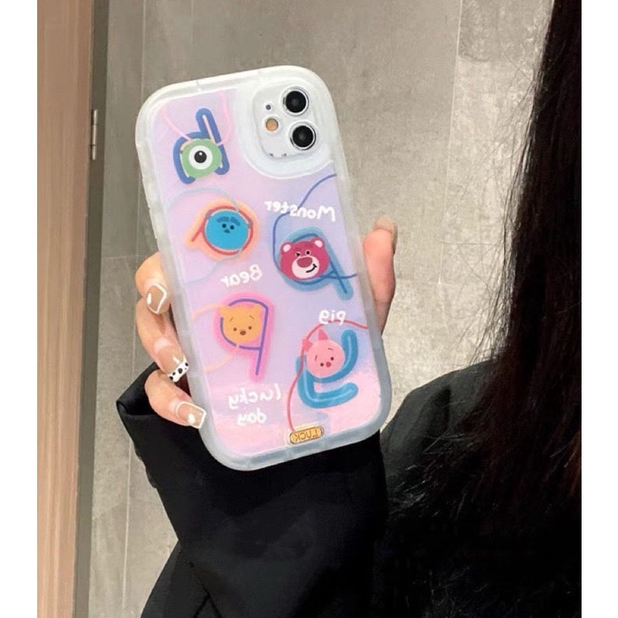 Ốp Điện Thoại In Hình Gấu Màu Laser Cho iphone 12 13 11 Pro Max X Xs Max Xr
