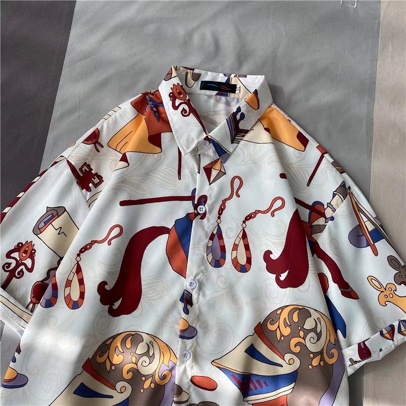 Áo sơ mi nam tay ngắn dáng rộng phong cách Hàn Quốc thời trang size M-3XL