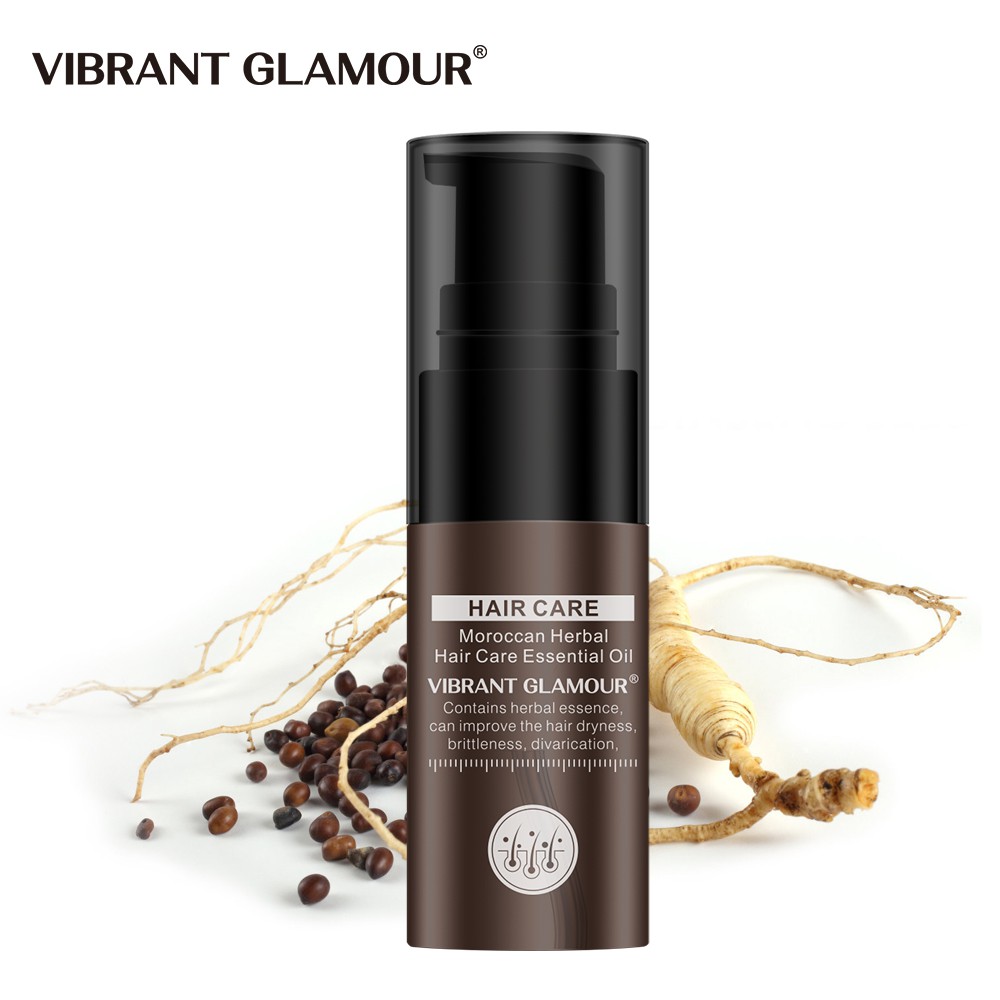 Tinh dầu dưỡng tóc Morocco Argan VIBRANT GLAMOUR 100% nguyên chất 20ml phục hồi da đầu bị tổn thương giảm khô tóc do uốn