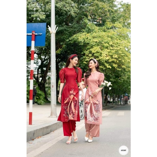áo dài đỏ thiết kế