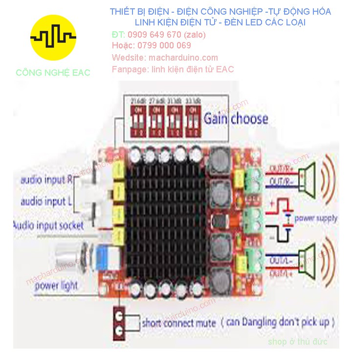 Mạch Khếch Đại Âm Thanh TDA7498 Class D 2X100W