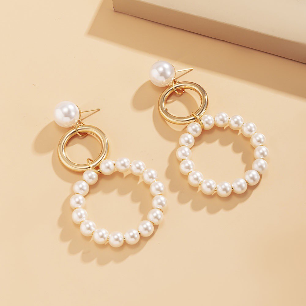 BLUEVELVET Women Girls Dangle Earrings Fashion Ear Jewelry Pearl Hoop Earrings New|Color Minimalist Korean Geometric Street Style Hammered Ring Earrings/Multicolor