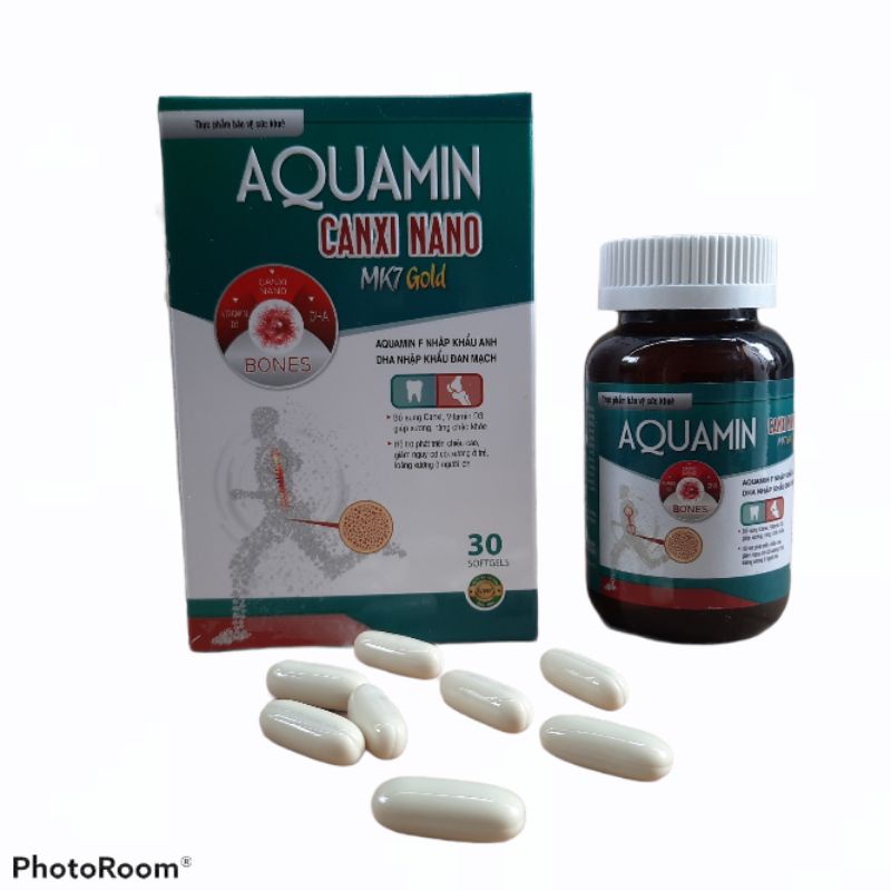Viên uống Canxi nano mk7 tảo biển đỏ AQUAMIN CANXI  NANO MK7 GOLD bổ sung Canxi D3 cho trẻ phát triển chiều cao