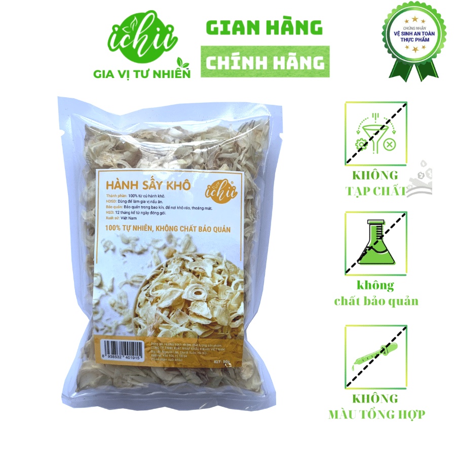 Hành ta thái lát sấy khô ICHII, Hành tím thái lát sấy khô 100% hành tím ta gói 50g