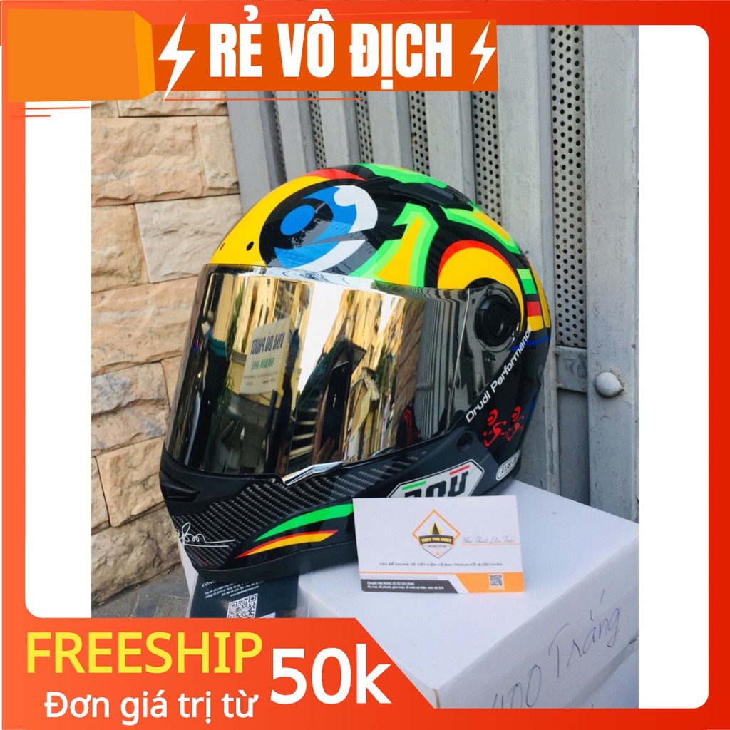 MŨ Nón BẢO HIỂM FULLFACE AGU RÙA tặng free mũ trùm đầu