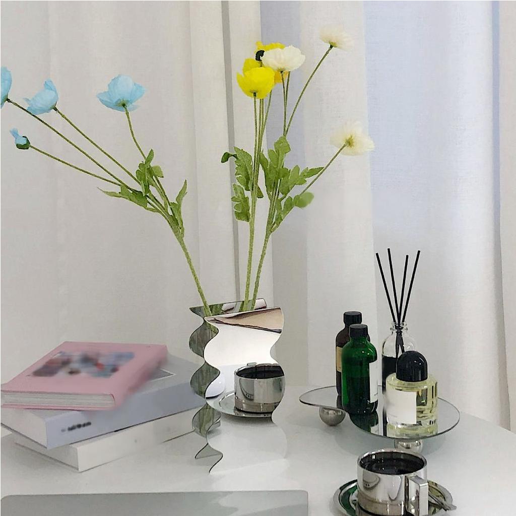 Bình cắm hoa bằng acrylic phong cách Bắc Âu - hiện đại Hình dạng lượn sóng độc đáo cho bàn phòng khách ngủ - Nitrogen071