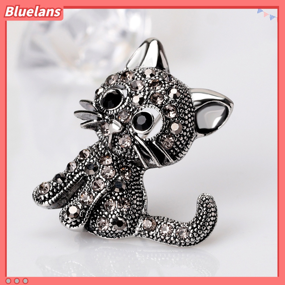Ghim Cài Áo Hình Mèo Đính Đá Nhân Tạo Thời Trang Cho Nữ