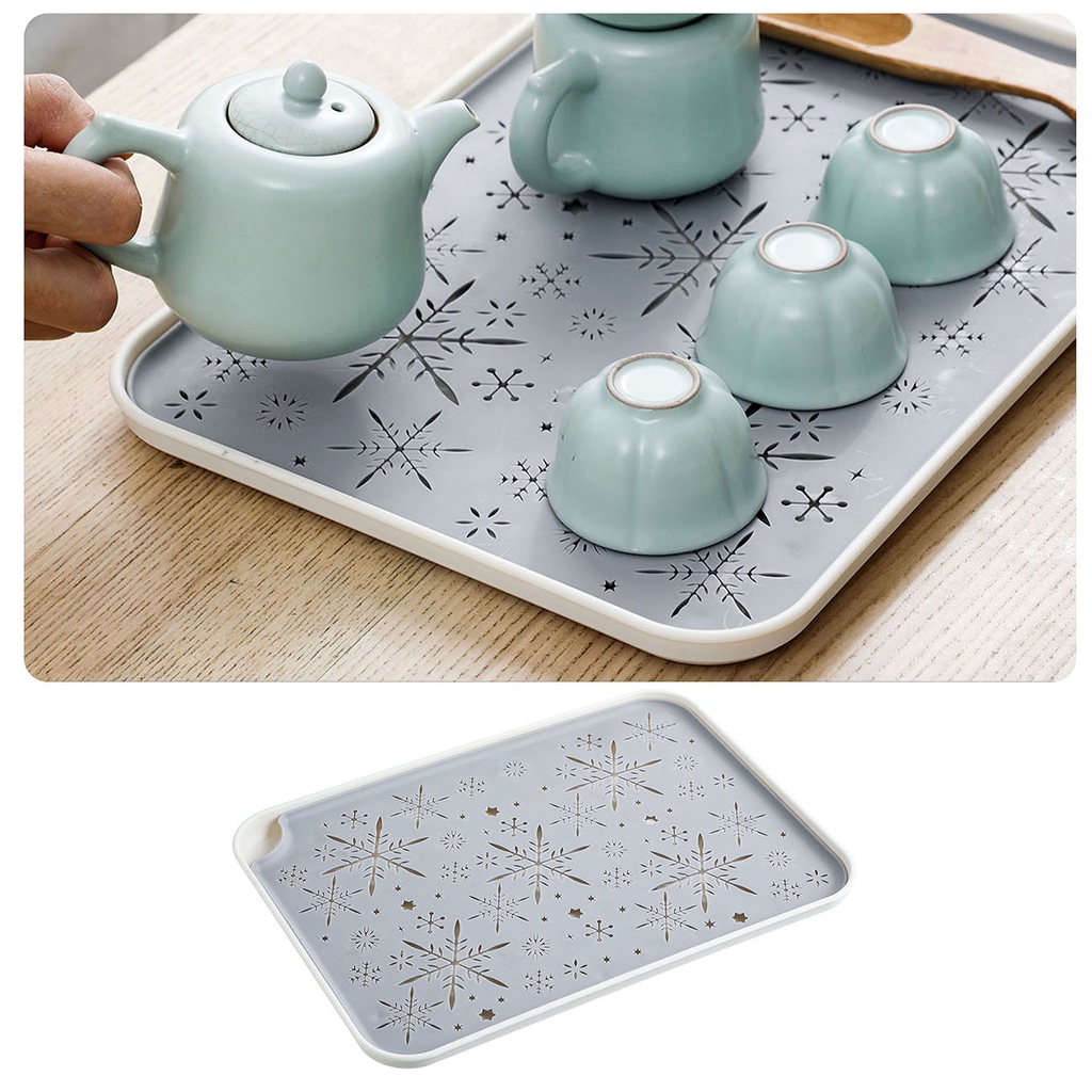 Khay nhựa để cốc JUJIAJIA hình chữ nhật hai lớp tháo rời được có lỗ thoát nước sáng tạo