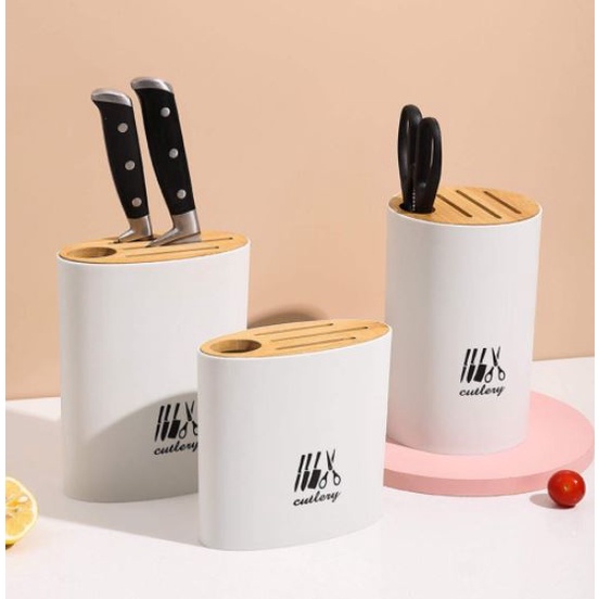 Ống cắm dao kéo nhà bếp nắp gỗ thân nhựa ABS cao cấp Song Long Plastic 3039 anhduonghomekit