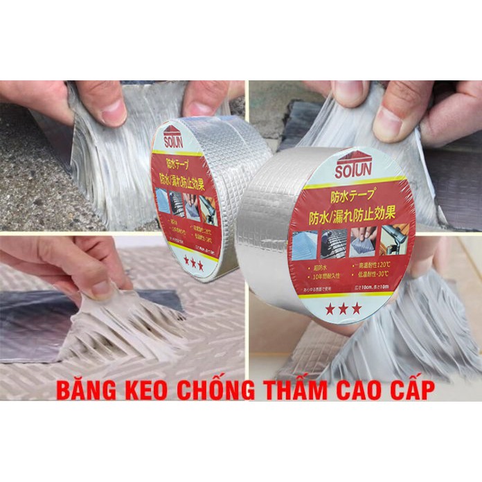 Băng Keo SIÊU DÍNH trên mọi bề mặt, chống thấm nước Nhật Bản khổ 5cm, 10cm x 5 mét