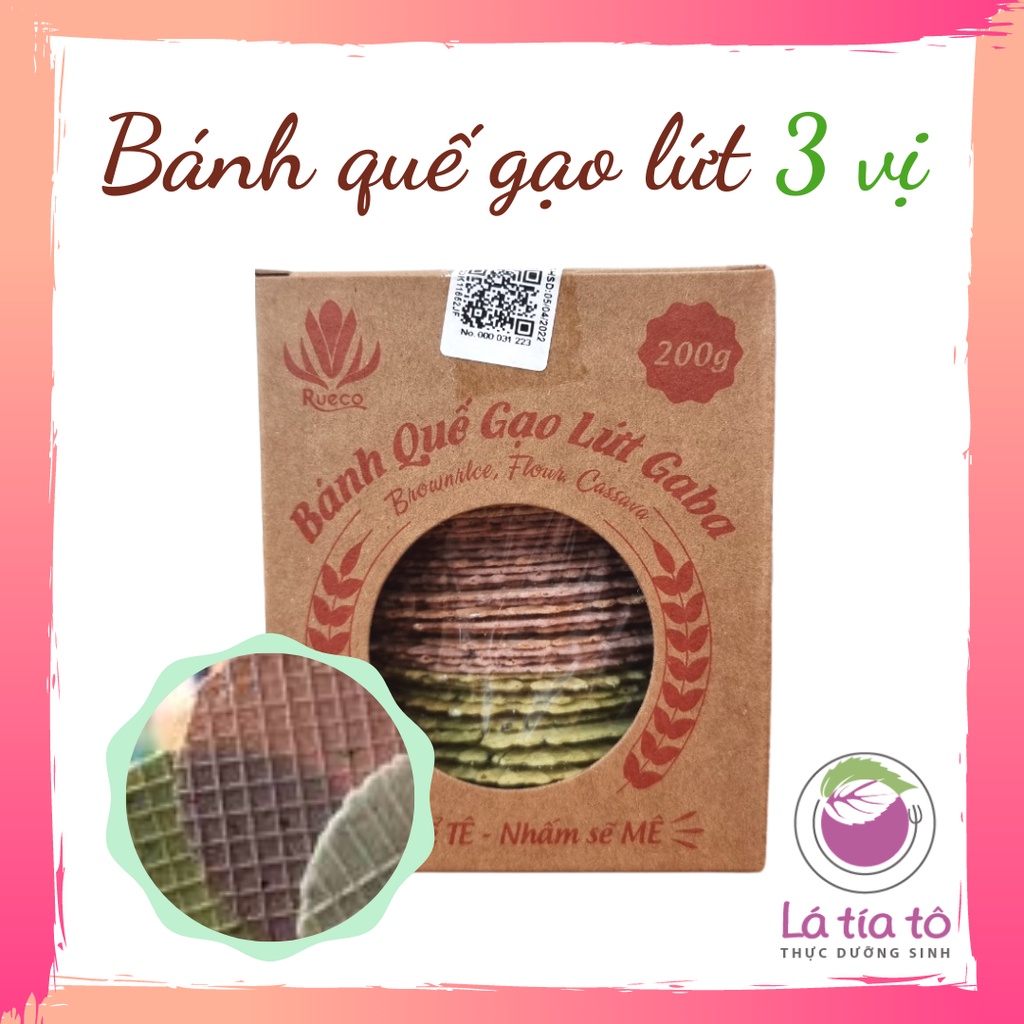 BÁNH QUẾ GẠO LỨT GABA 3 VỊ 200gr - LÁ TÍA TÔ