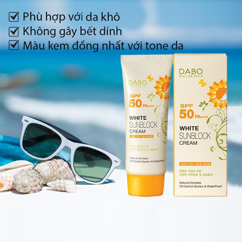 Kem chống nắng Hàn Quốc Dabo White Sunblock Cream SPF 50 PA+++ 70ml