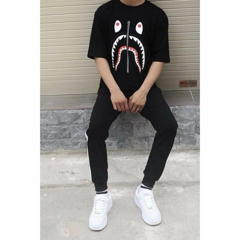 Áo thun Bape Shark Cá Mập Unisex - Tee Bape Zipper - Oversize Bape A Bathing Ape - Áo phông Cá mập cực đẹp ་