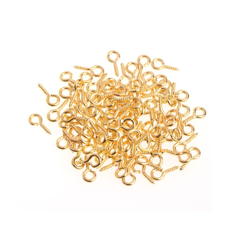 Set 100 Đinh Vít Mini Màu Vàng / Bạc Dùng Làm Trang Sức Diy