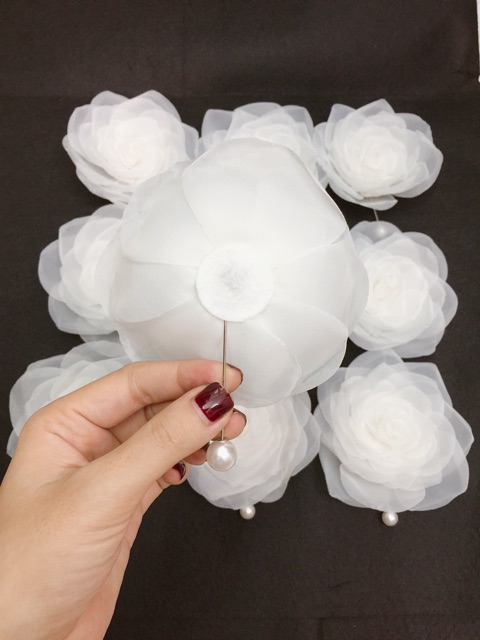 [Mã FATET20Cài áo hoa hồng voan mỹ handmade size 12cm