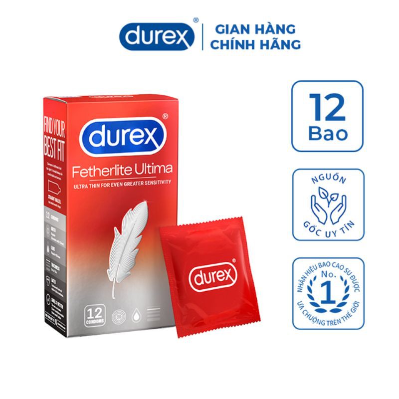 DUREX SIÊU MỎNG: Bao cao su DUREX Fetherlite Ultima siêu mỏng 01 Hộp BCS Durex / 12 bao