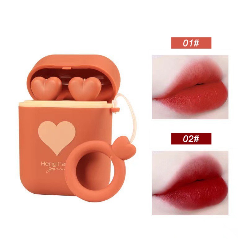 Hộp son môi gồm hai thỏi son với thiết kế như hộp tai nghe hình trái tim | BigBuy360 - bigbuy360.vn
