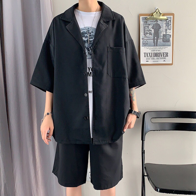 SET Blazer Quần Short nam phong cách Hàn Quốc, Tay lỡ Form Dáng Rộng Mùa Hè Thu 2021 - SET1 | BigBuy360 - bigbuy360.vn