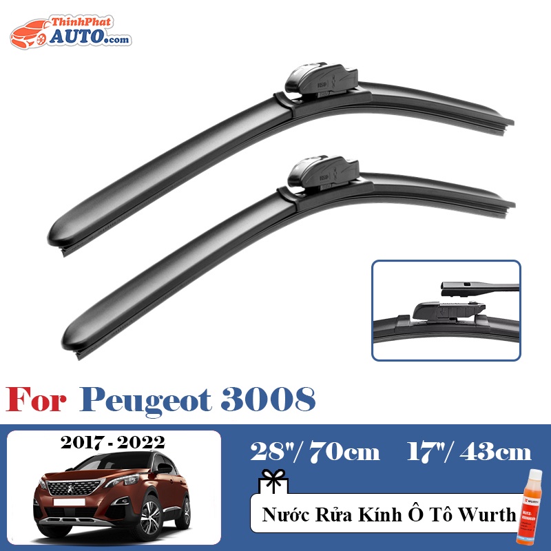 Gạt Mưa Xe Peugeot 3008 (2014 » 2024) Silicone Chính Hãng TP-Wiper
