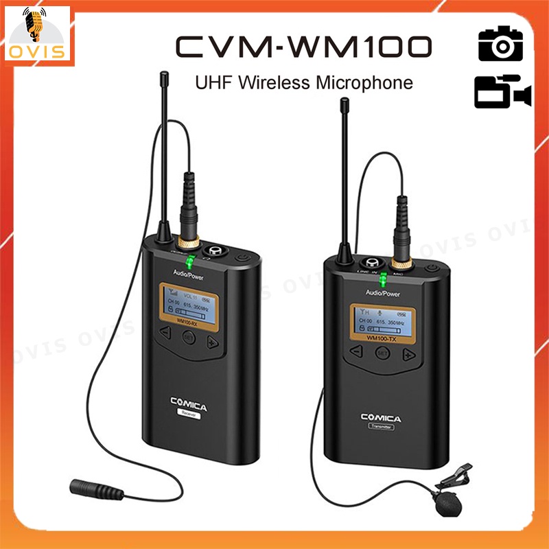 Micro Cài Áo Không Dây UHF Cho Máy Ảnh, Máy Quay, Phạm Vi 60m | Comica CVM-WM100