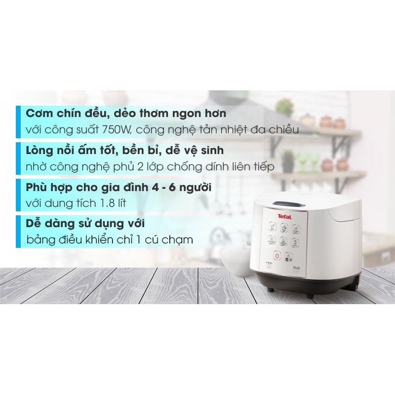 Nồi cơm điện tử Tefal 1.8 lít RK732168