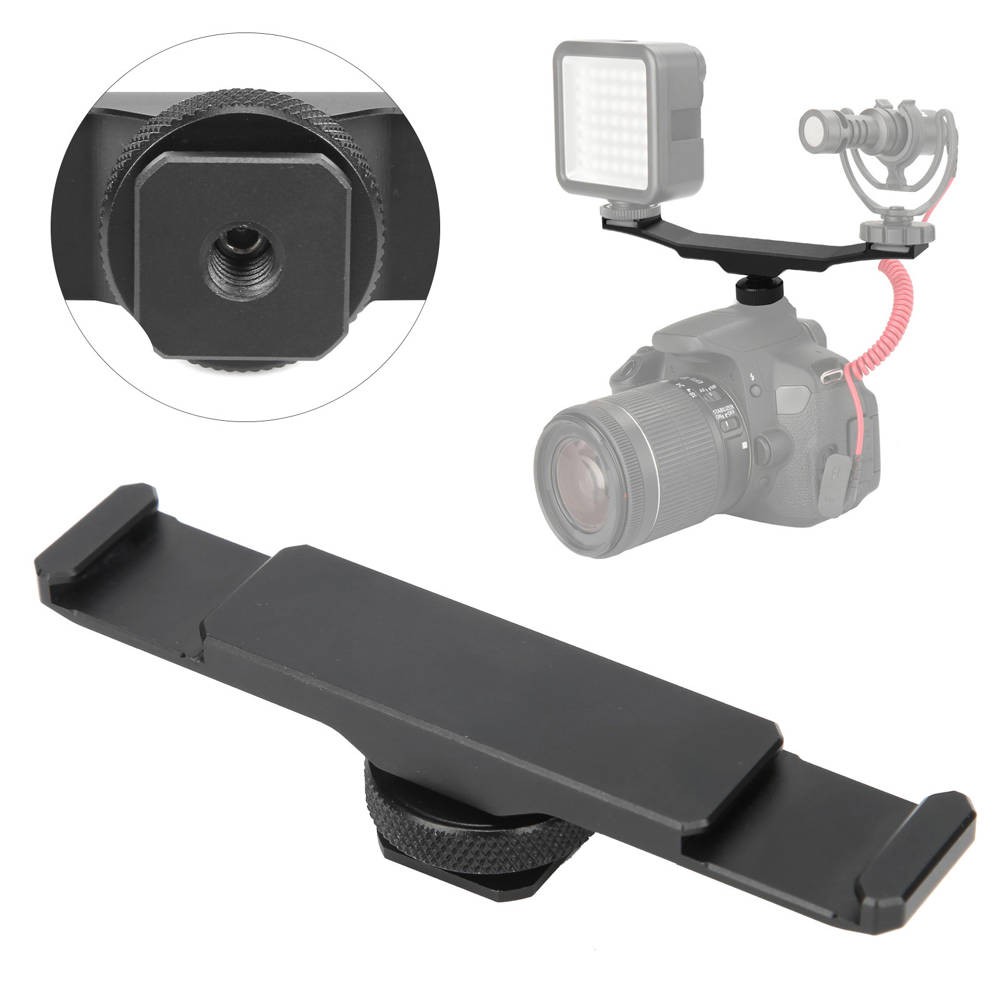 [READY STOCK] Dual Bracket Cold Shoe Mount Extension Bar for LED Video Light Microphone Live Stream