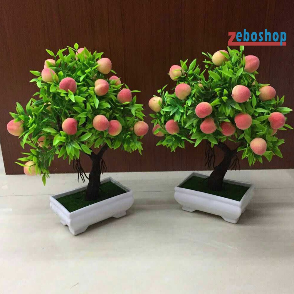 Chậu Cây Đào Giả Bằng Nhựa Tự Nhiên Dùng Trang Trí Nhà Cửa