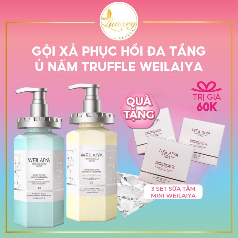 Dầu Gội Weilaiya Chính Hãng - Dầu Gội Xả Phục Hồi Tóc Hư Tổn Đa Tầng Nấm Truffle giúp Chăm Sóc Tóc Khô Xơ Gãy Rụng