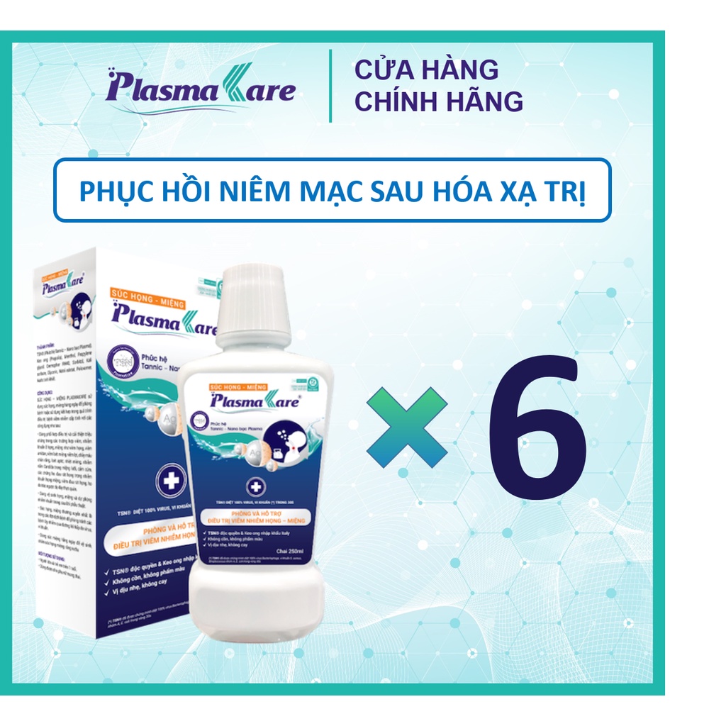 Combo 6 nước súc họng PlasmaKare giảm đau rát họng, phục hồi niêm mạc họng sau hóa, xạ ung thư