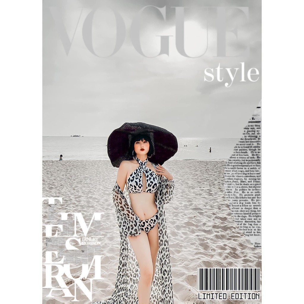 Bikini đốm beo kèm khoác