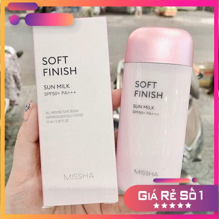 Kem chống nắng Missha hồng Soft finish sun milk SPF 50+/PA++++ 70ml