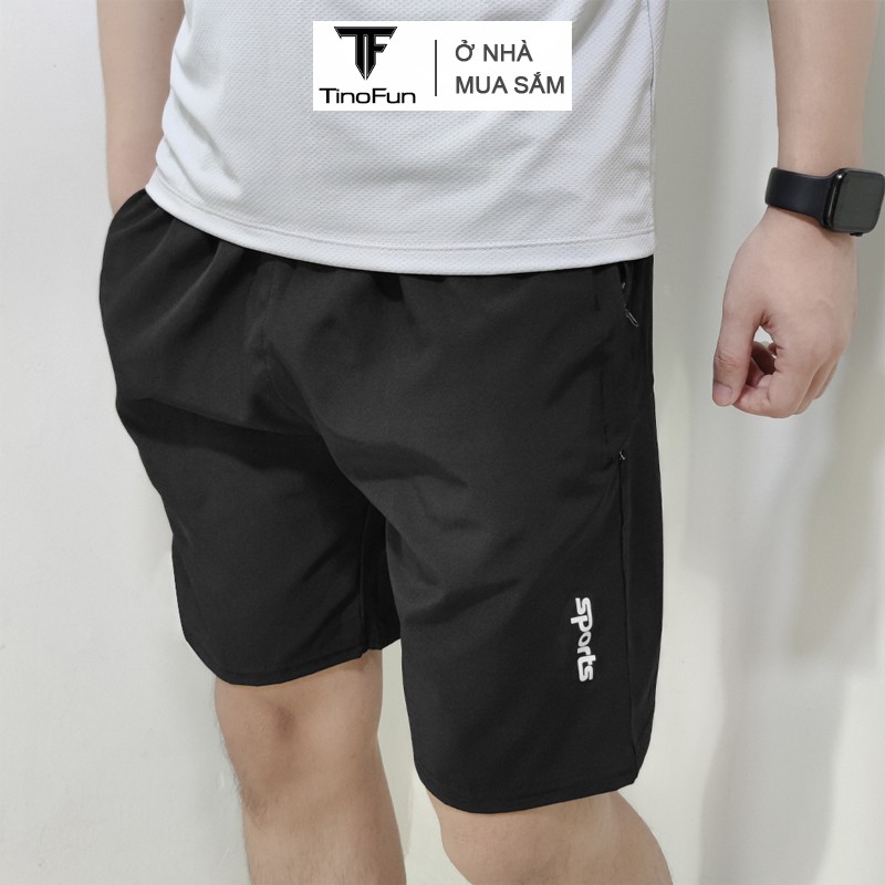 Quần short nam TinoFun 💖FREESHIP💖 thể thao đẹp mã TT24 Quần thun nam dáng lửng trơn đùi ngắn vải gió bó phong cách