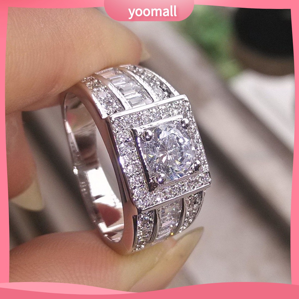 Yomall♡ Nhẫn ĐíNh Kim Cương Giả ThờI Trang Cho Nam