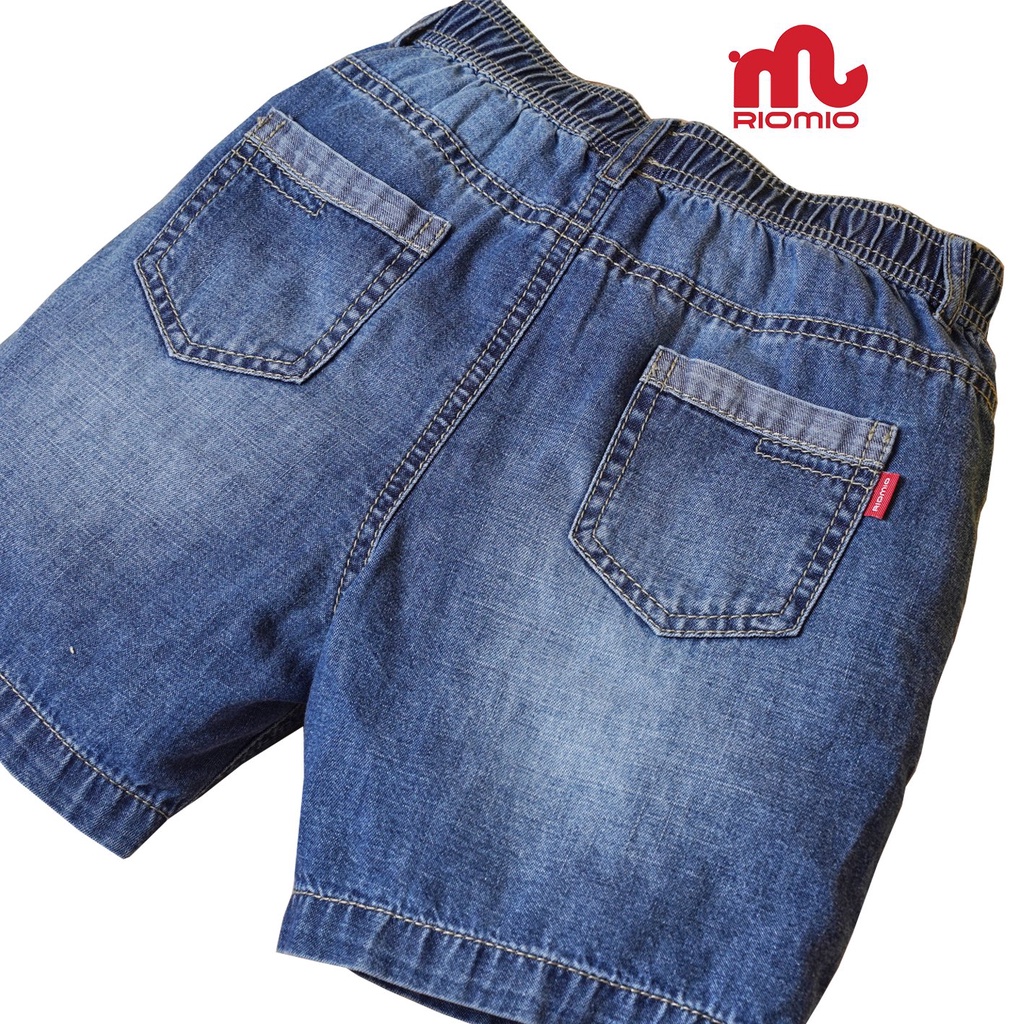 Quần bò bé trai quần short jean, sooc ống suông RIOMIO vải Denim Cotton thoải mái cho bé màu Dark - RM021.2