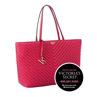 (Tote USA 69) Túi tote bigsize màu hồng đậm nổi bật, có khoá kéo - Hàng nhập Victoria's Secret USA