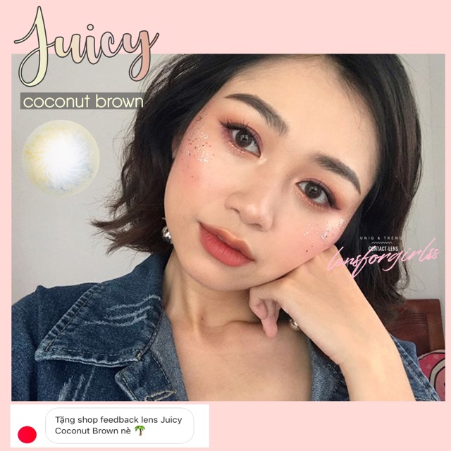 Kính áp tròng xám trong Juicy coconut brown chính hãng Lenstown | Hạn sử dụng 3 tháng | Lens cận