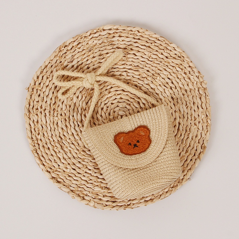 Ba Lô Đan Cói Hình Gấu Hoạt Hình Thời Trang Mùa Hè Cho Bé