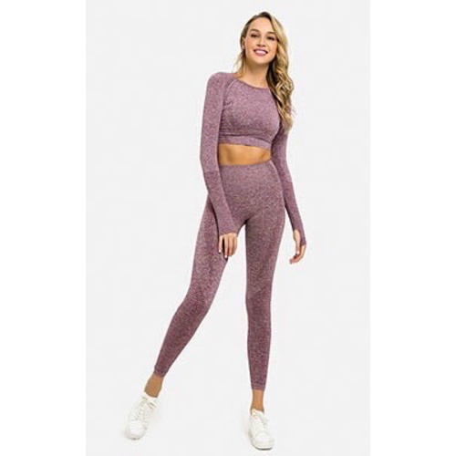 SET BỘ ĐỒ TẬP NỮ DỆT KIM CROP TAY DÀI GYM,THỂ THAO,YOGA