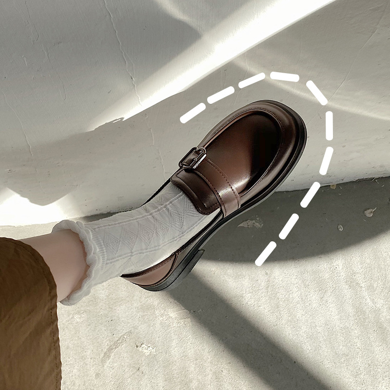 Giày Da PU Đế Bằng Phong Cách Retro Thời Trang 2021 Cho Nữ | BigBuy360 - bigbuy360.vn