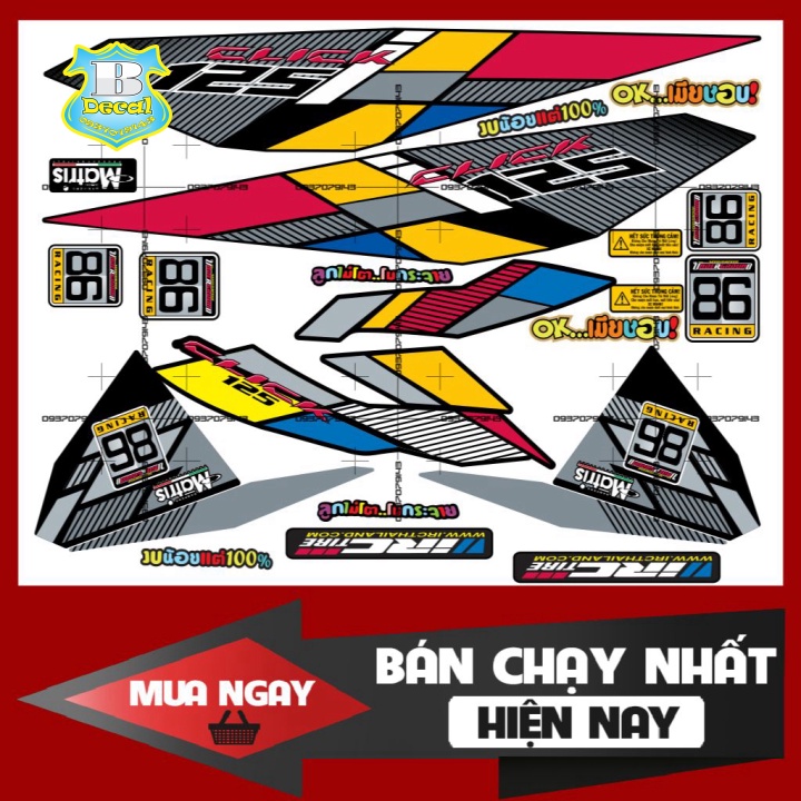( Quí khách vui lòng mang ra tiệm cho thợ dán ) Tem Click 125 2017 đen