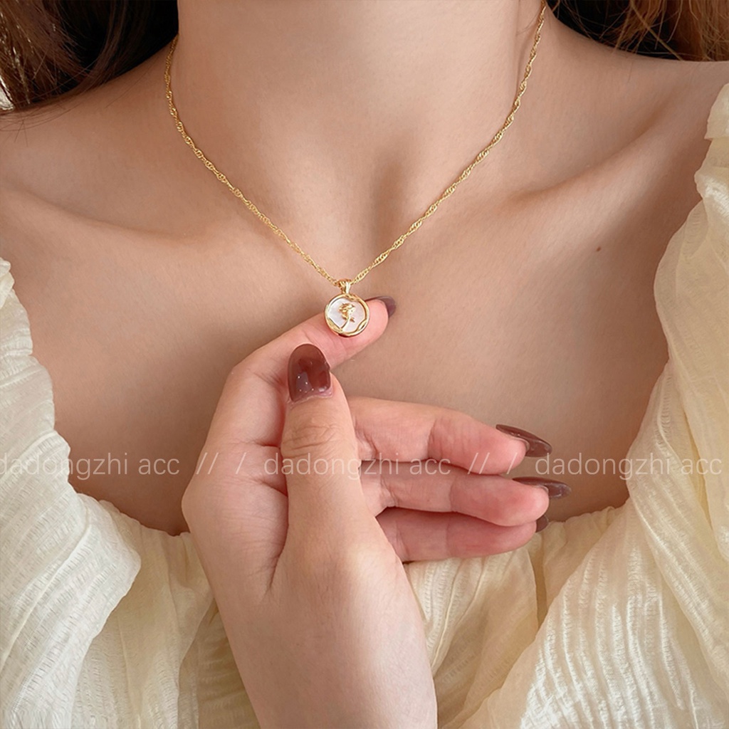 Dây Chuyền Mặt Hình Vỏ Sò Màu Vàng Hồng Phong Cách Cổ Điển Thời Trang Cao Cấp Dành Cho Nữ