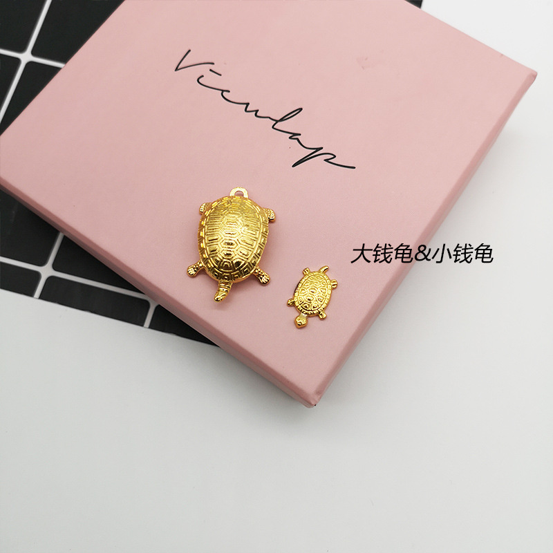 Phụ kiện làm mặt dây chuyền/móc khóa hình rùa bằng hợp kim màu vàng phong cách Nhật Bản may mắn