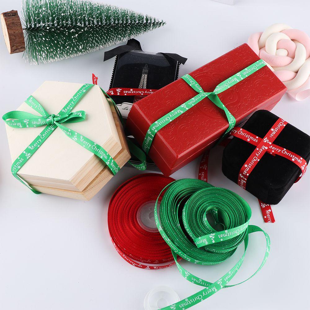 Cuộn Dây Ruy Băng 25 Yards Chất Liệu Polyester In Họa Tiết Merry Christmas Dùng Gói Quà Giáng Sinh