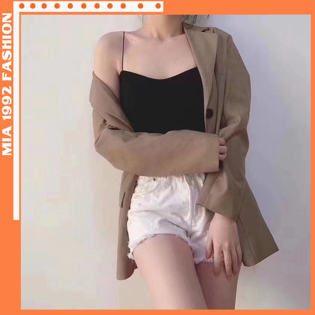 Áo 2 dây MIA 1992 cao cấp - Áo hai dây nữ croptop kiểu dáng ôm sợi bún có đệm ngực gợi cảm co giãn